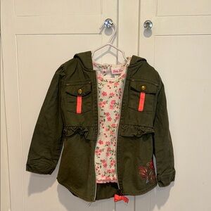 Floral top with matching green jacket